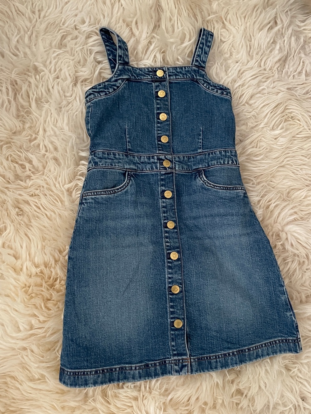 Crewcuts Girls' Blue Denim Button-Front Dress